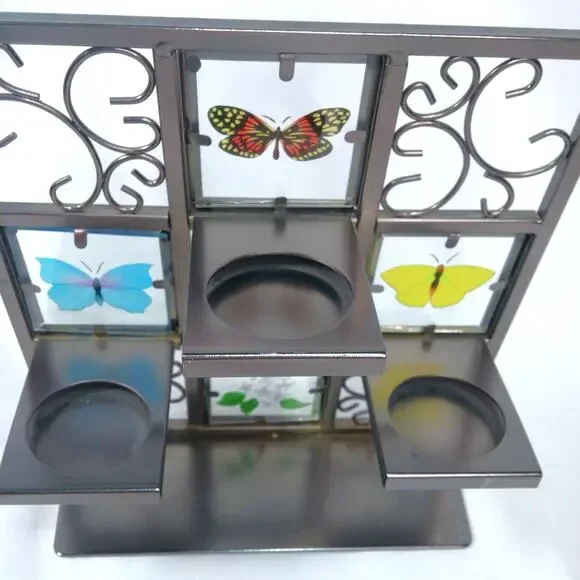 PartyLite Butterfly Tealight Easel Candle Holder Gray Metal Frame Floral Nature - Picture 13 of 14
